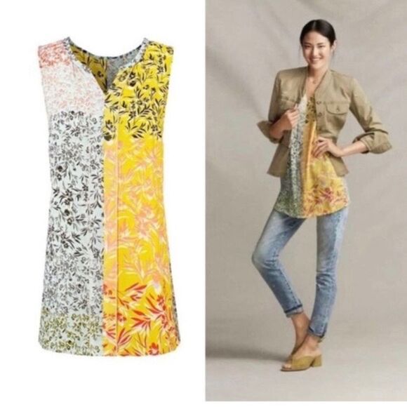 CAbi Golden Glow Floral Multi-Print Sleeveless Top Style 5547 Sz M - Picture 1 of 7